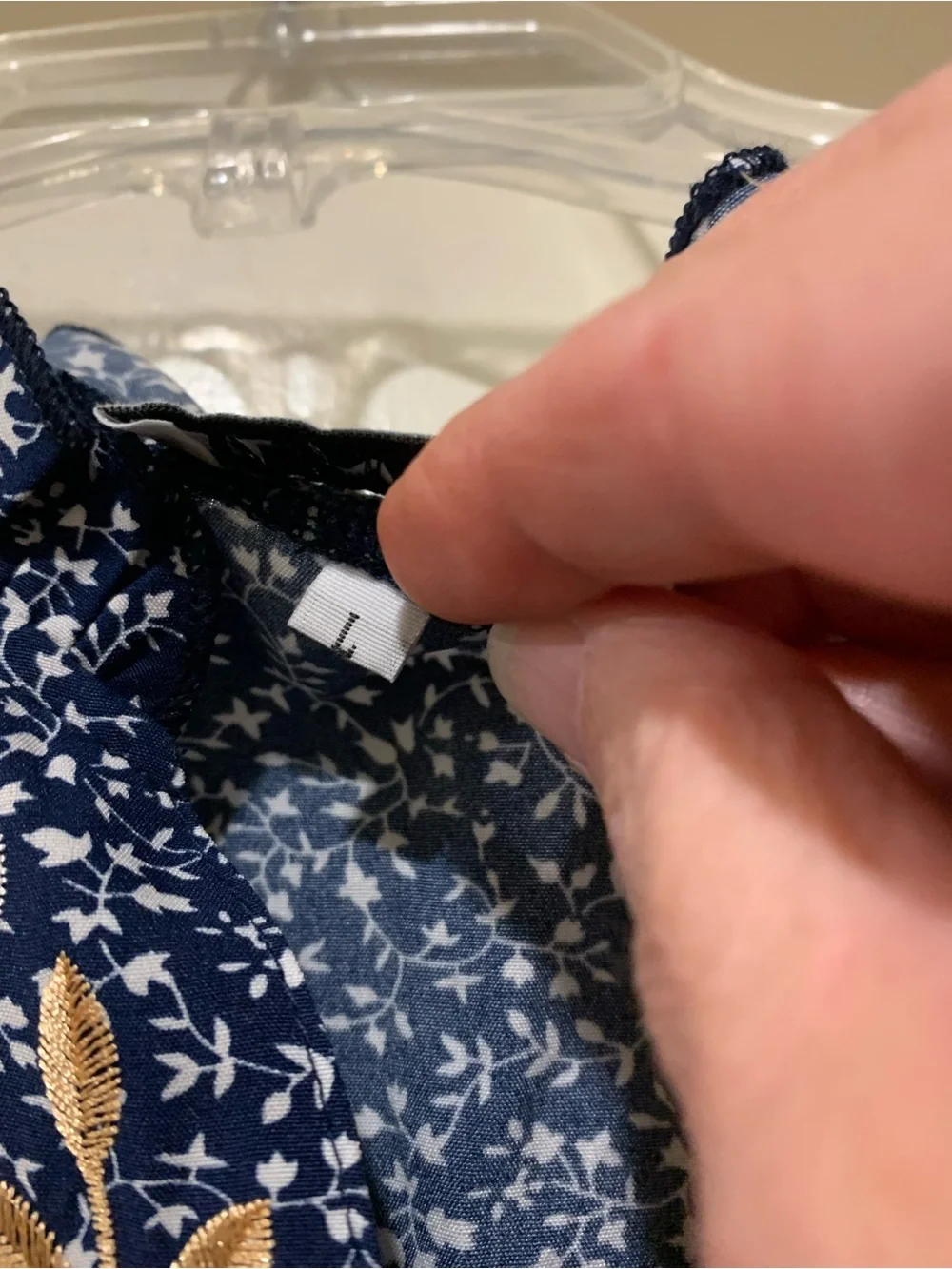 Navy Floral Embroidered Short Sleeve Blouse - Picture 3 of 5